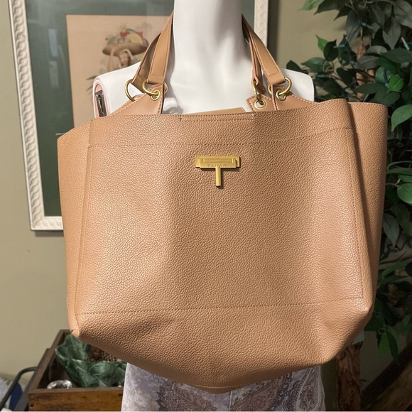 Tahari Tan Tote Bag - Picture 2 of 5
